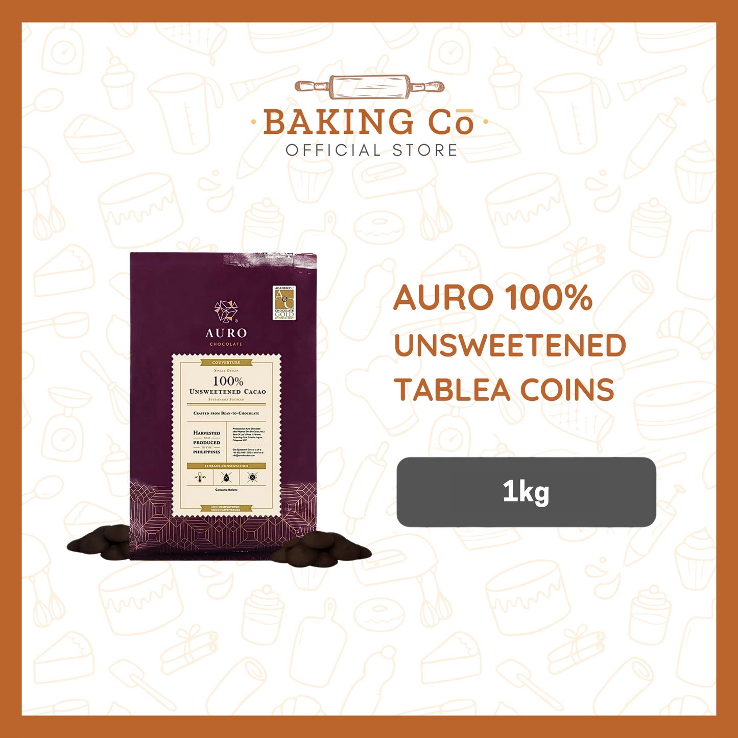 Auro Chocolate 100% Unsweetened Tablea Coins