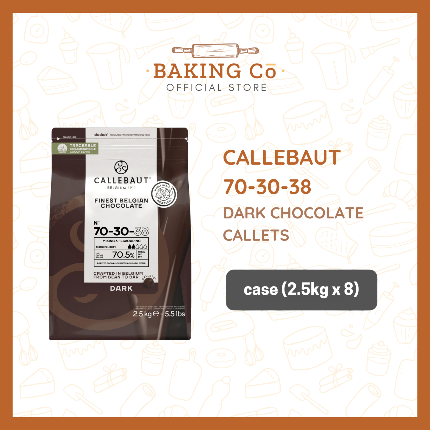 Callebaut 70-30-38 Dark Chocolate Callets