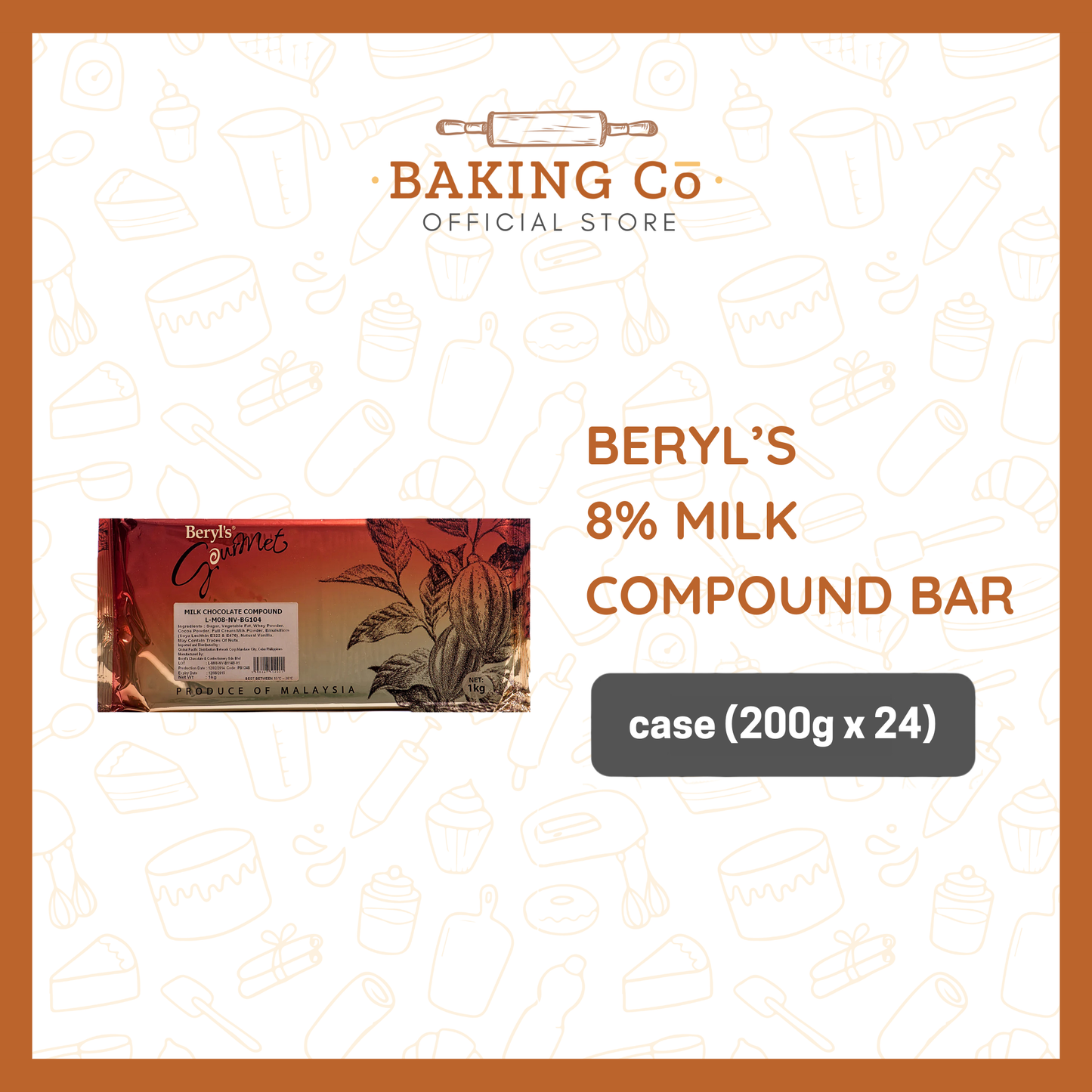 Beryl's 8% Milk Chocolate Compound Bar