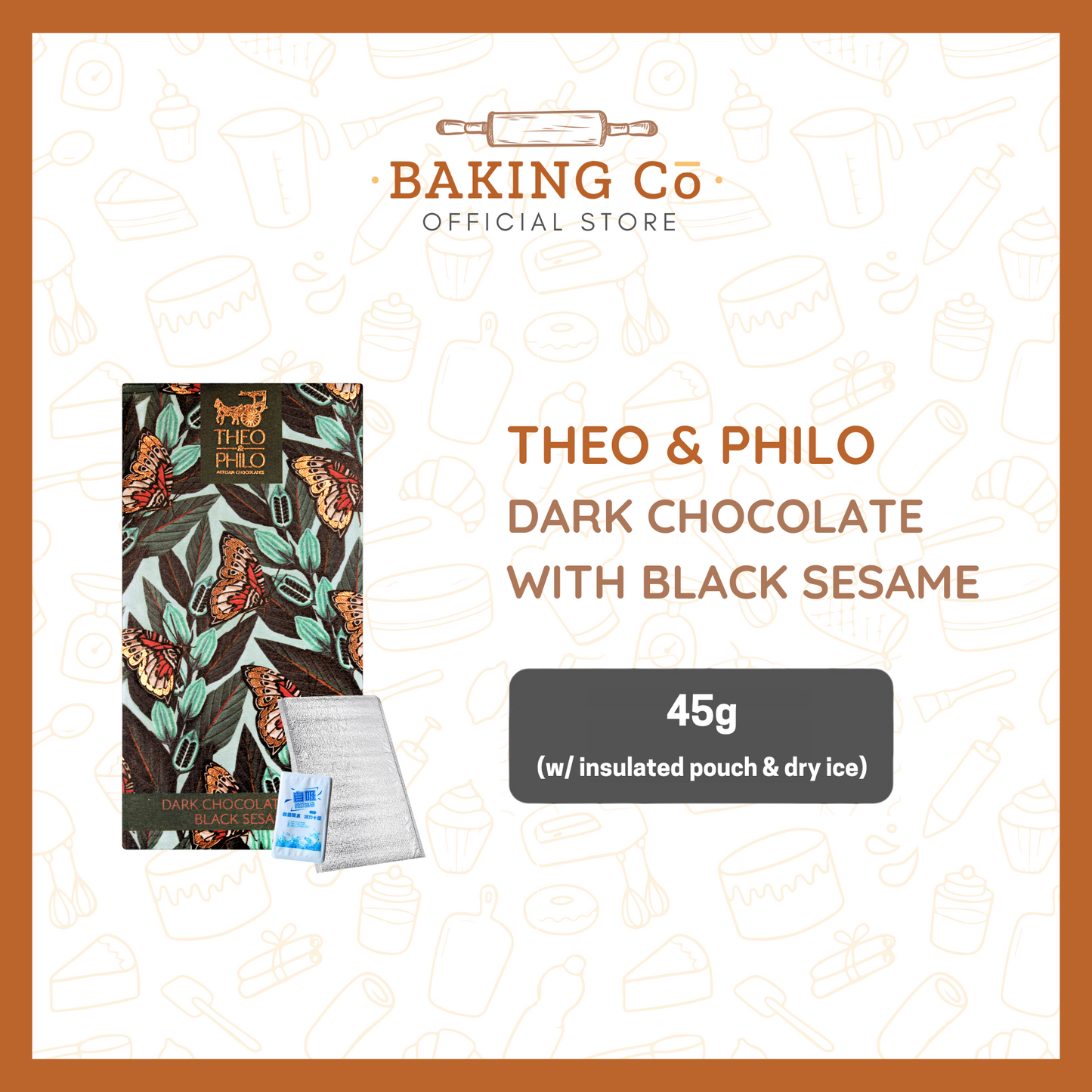 Theo & Philo 65% Dark Chocolate with Black Sesame, Cashew & Pili