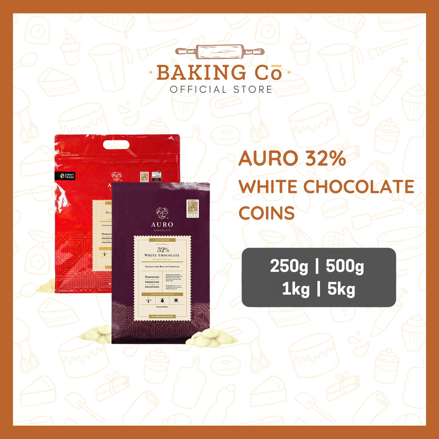 Auro Chocolate 32% White Chocolate Coins