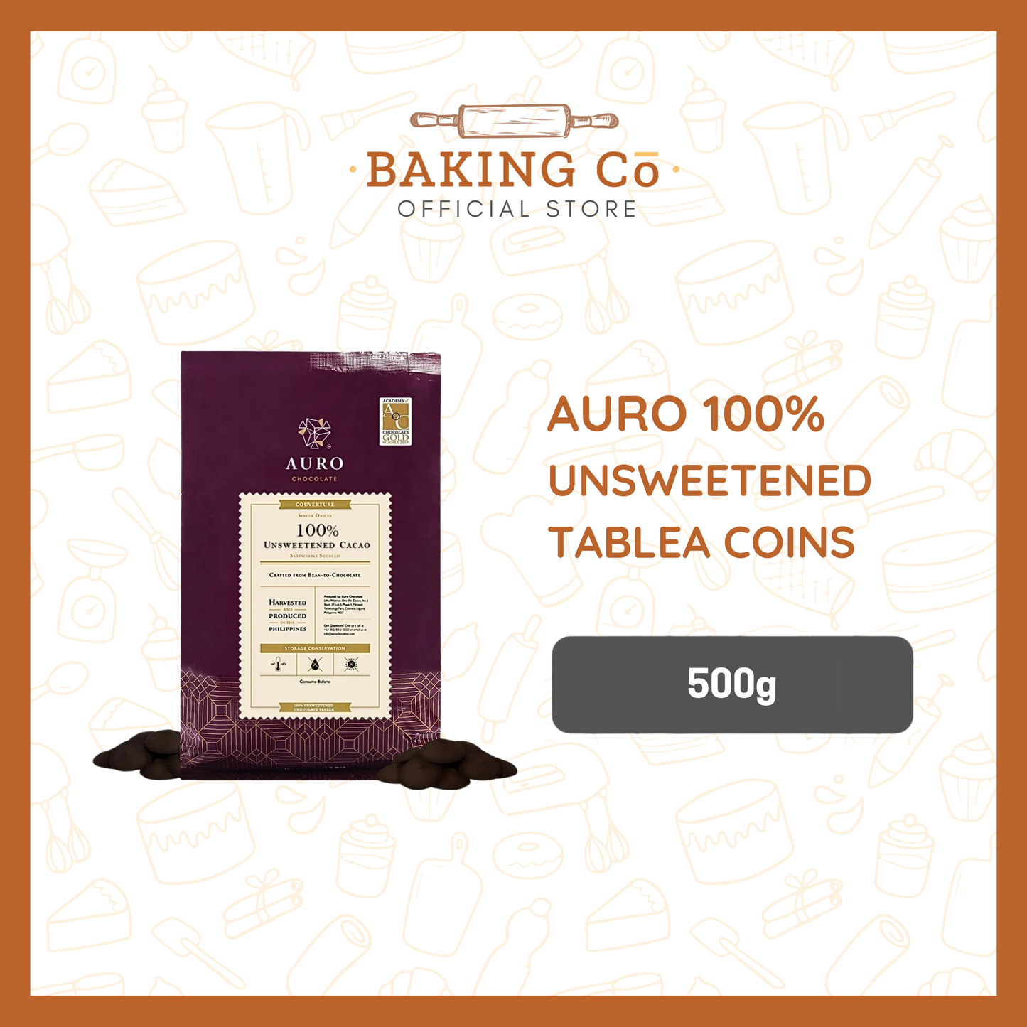 Auro Chocolate 100% Unsweetened Tablea Coins
