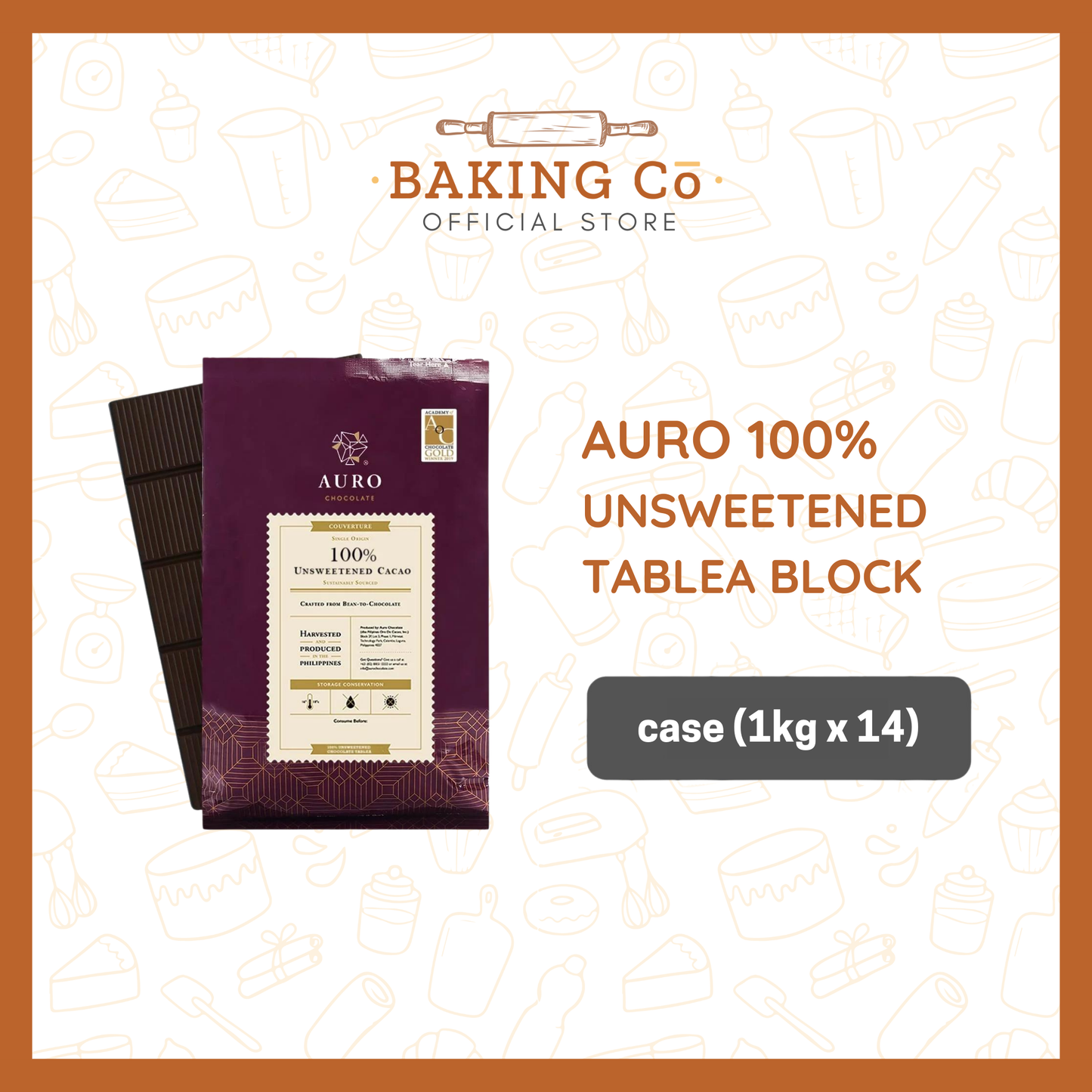 Auro Chocolate 100% Unsweetened Tablea Block