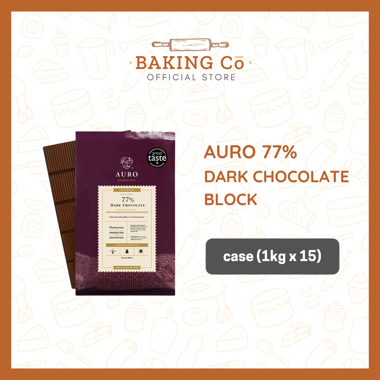 Auro Chocolate 77% Dark Chocolate Block