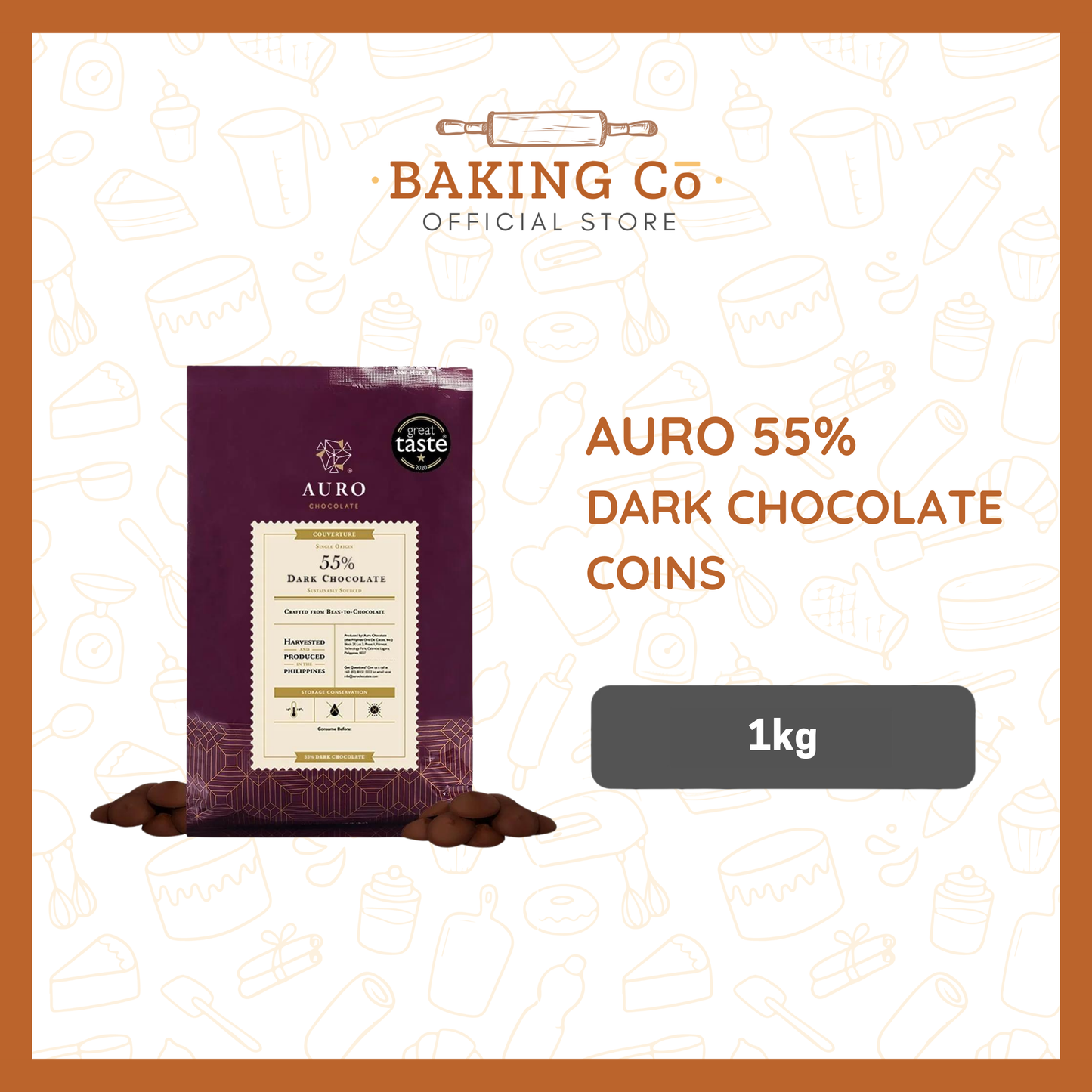 Auro Chocolate 55% Dark Chocolate Coins