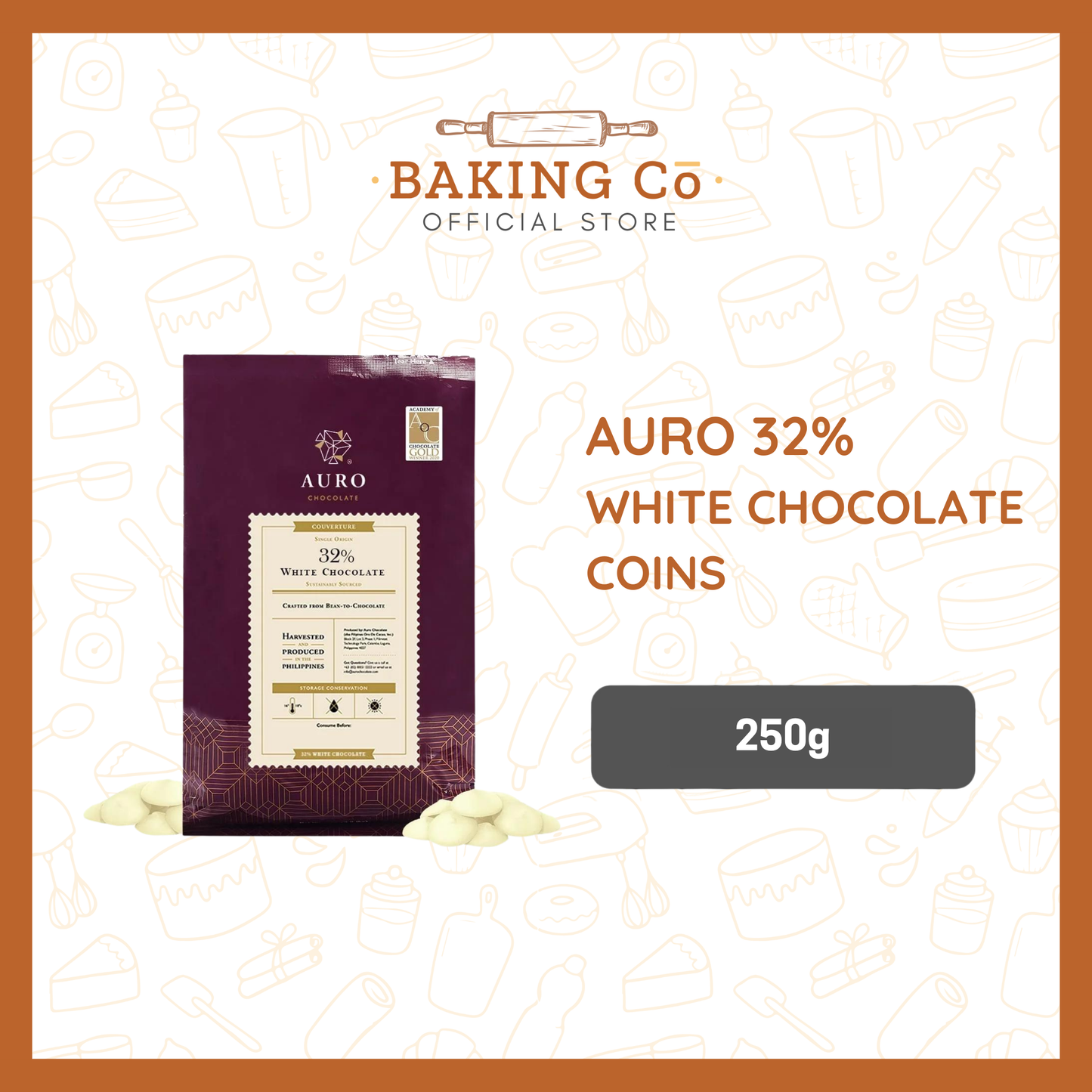 Auro Chocolate 32% White Chocolate Coins