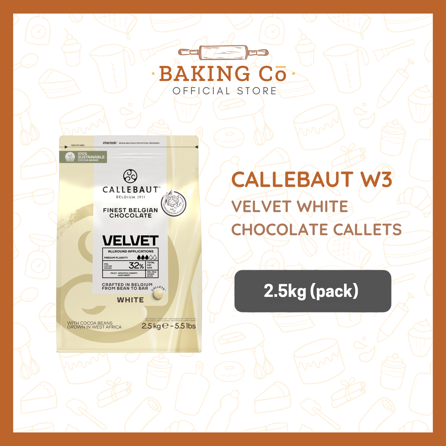 Callebaut W3 Velvet White Chocolate Callets