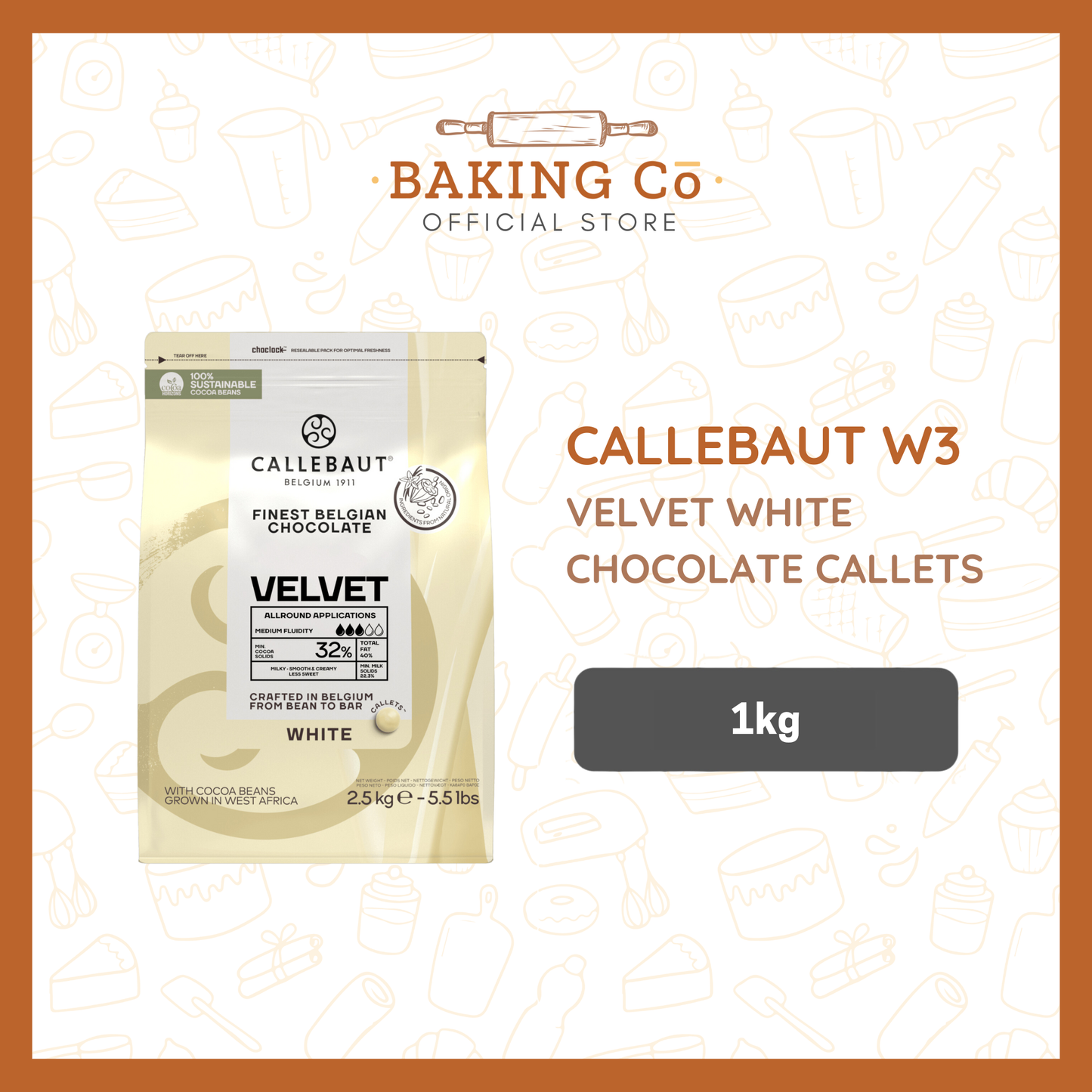 Callebaut W3 Velvet White Chocolate Callets