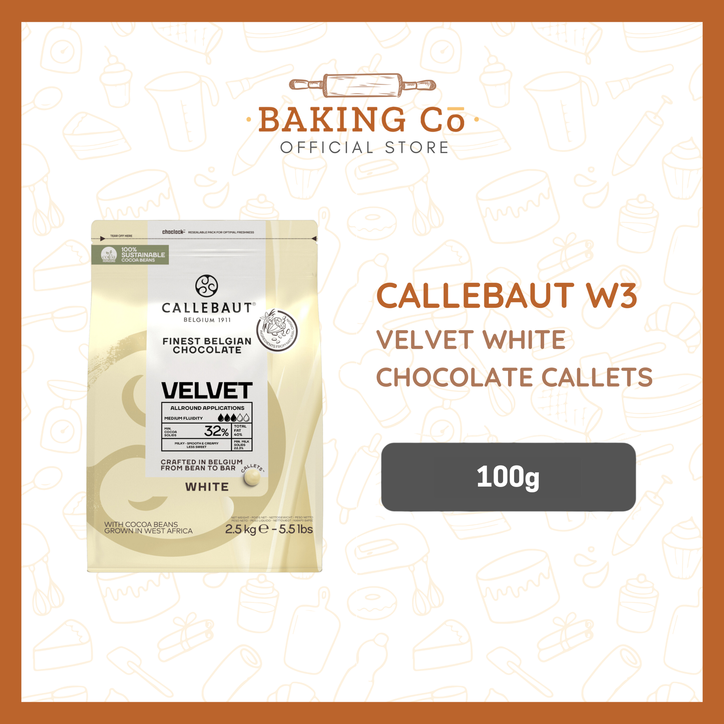 Callebaut W3 Velvet White Chocolate Callets