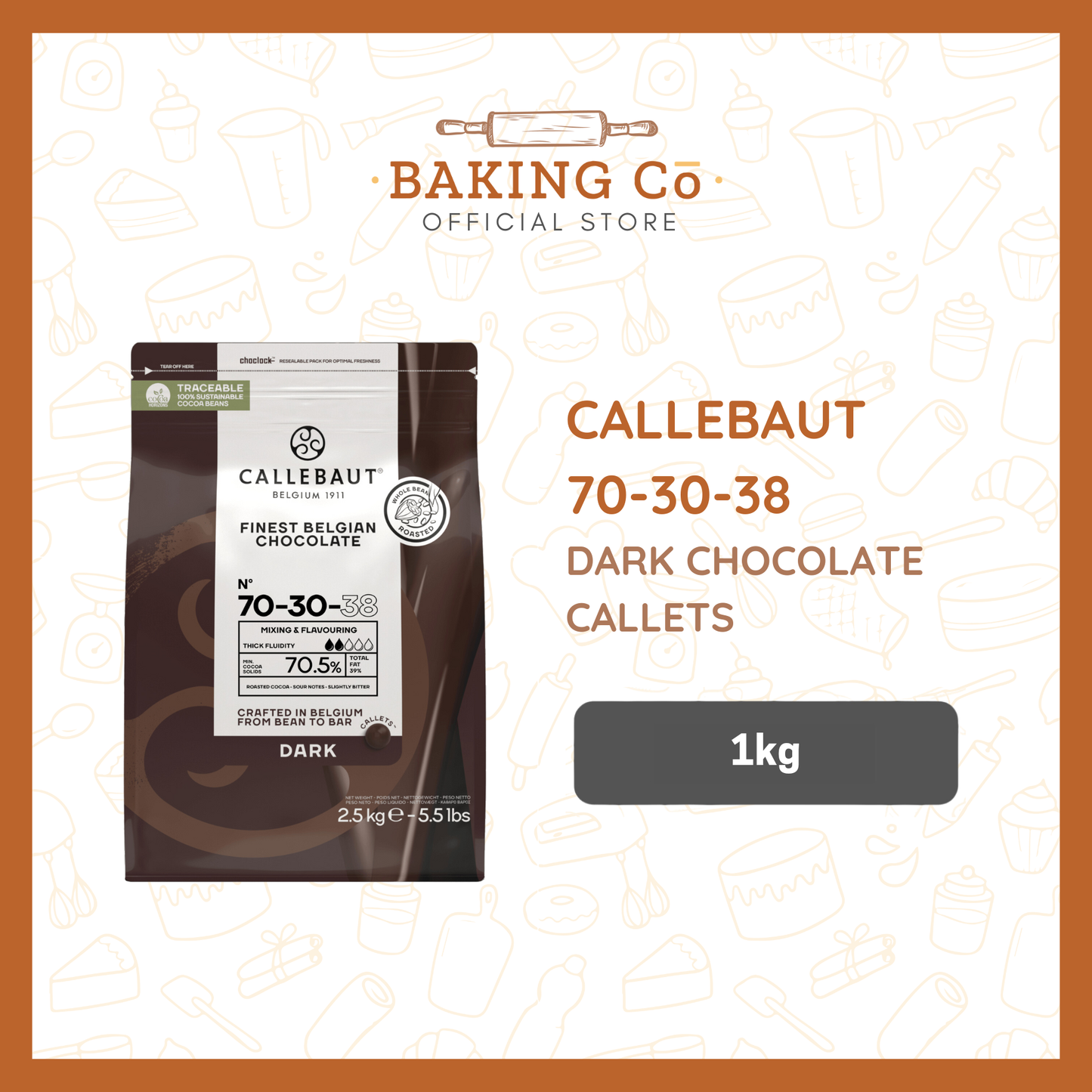 Callebaut 70-30-38 Dark Chocolate Callets