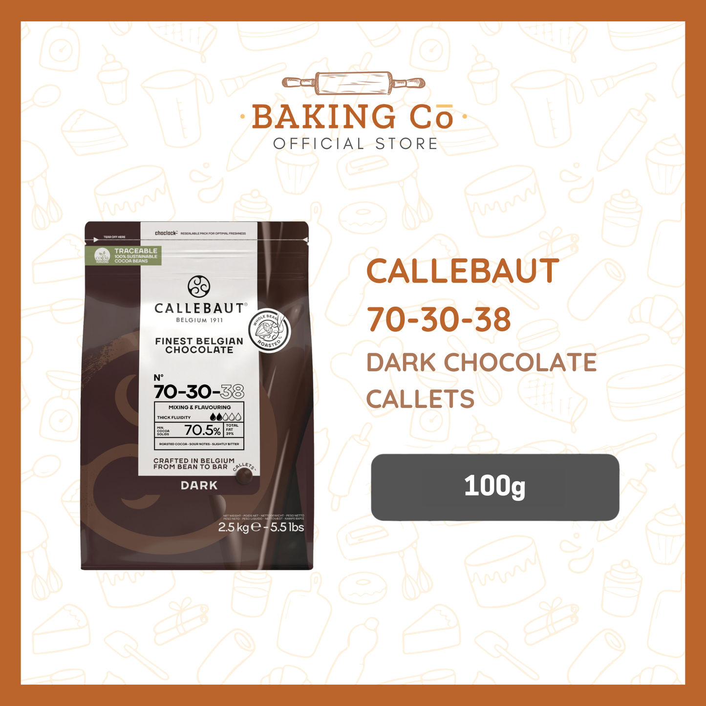 Callebaut 70-30-38 Dark Chocolate Callets