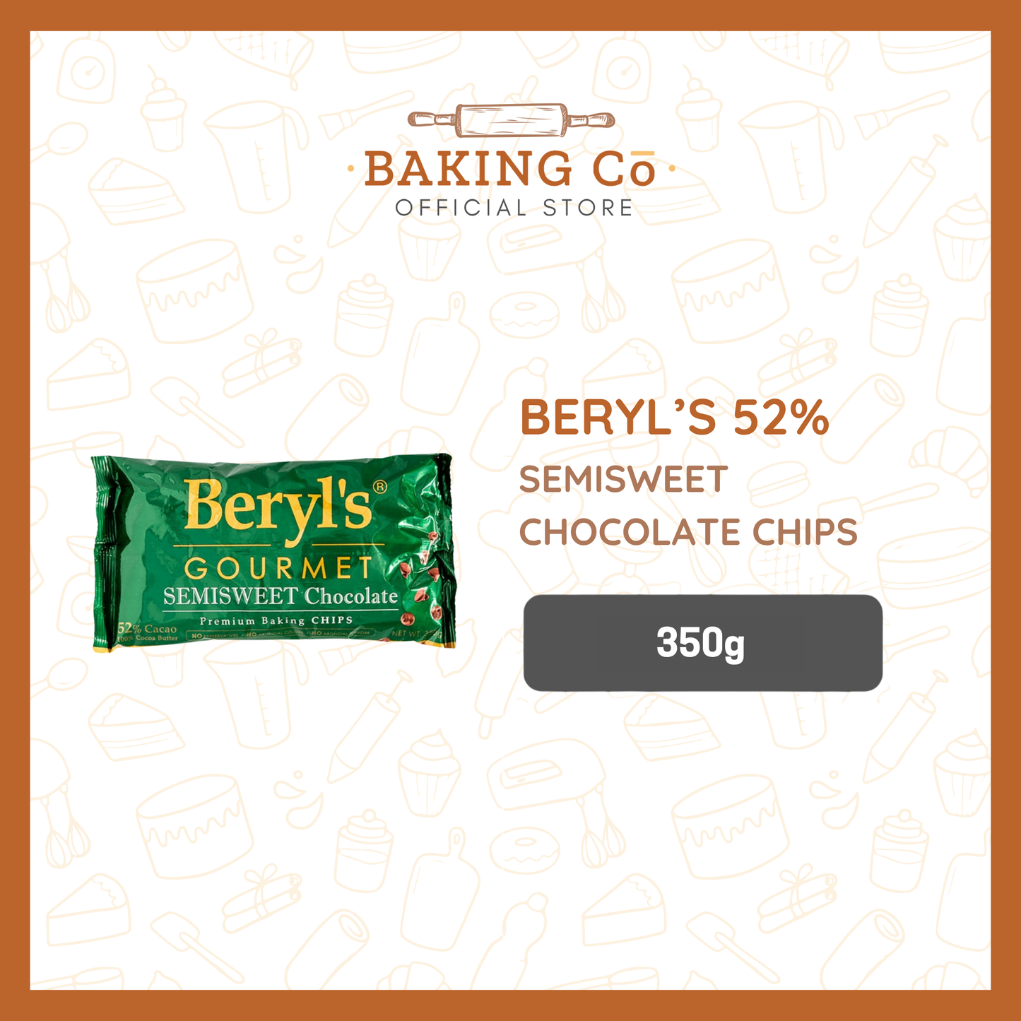 Beryl's 52% Semisweet Chocolate Chips 350g