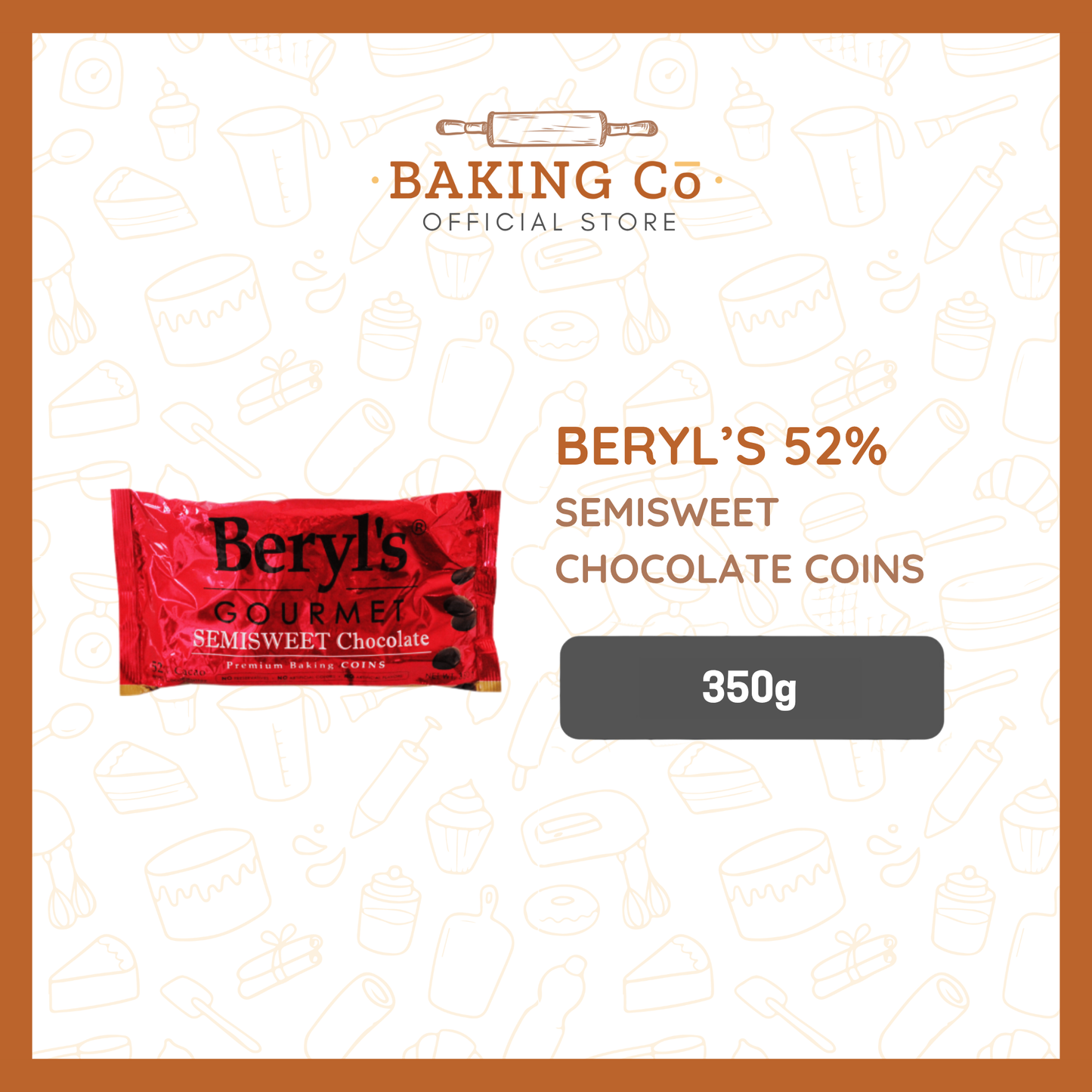 Beryl's 52% Semisweet Chocolate Coins 350g