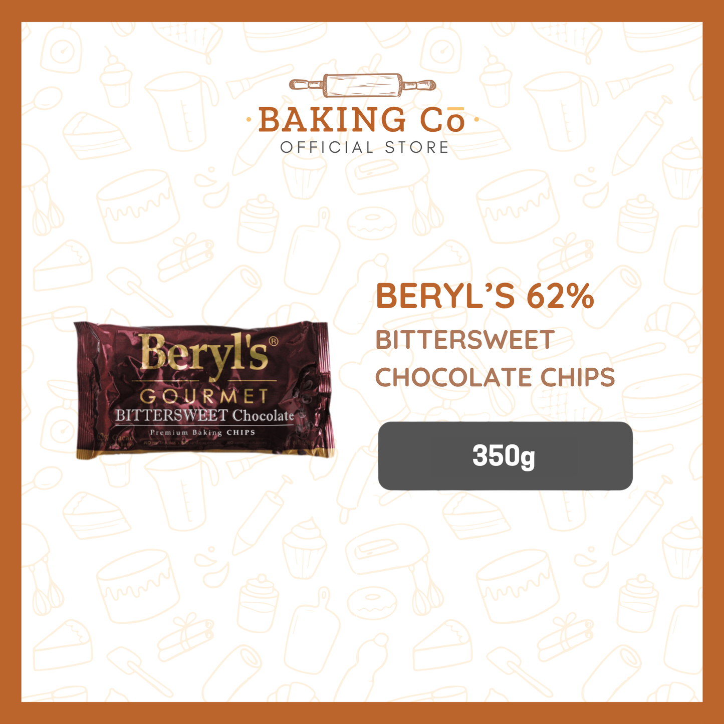 Beryl's 62% Bittersweet Chocolate Chips 350g