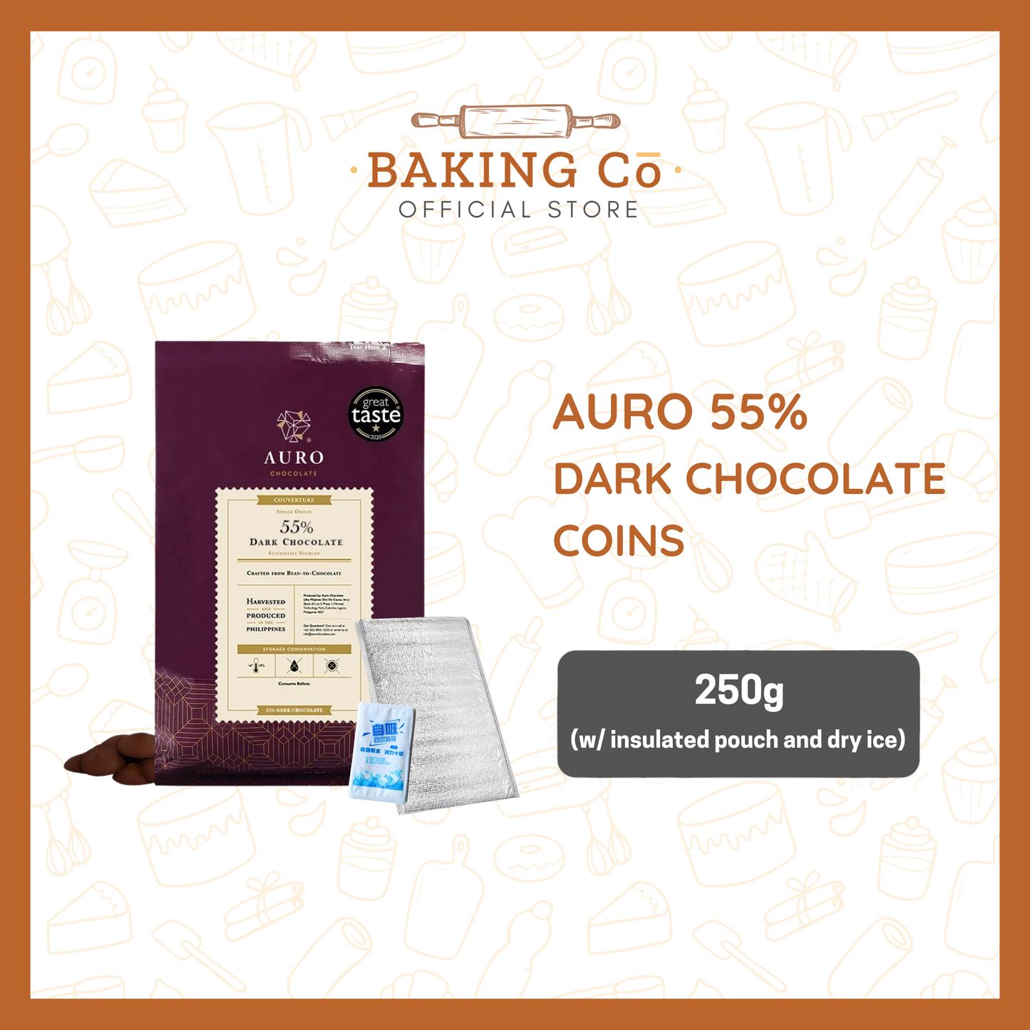 Auro Chocolate 55% Dark Chocolate Coins