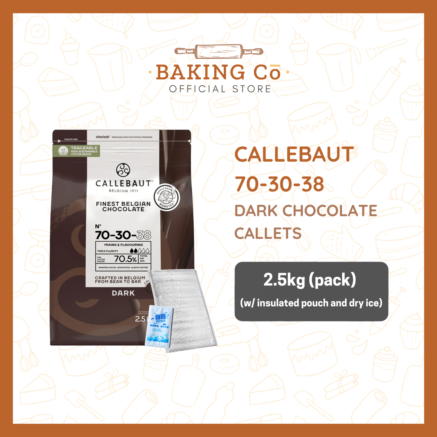 Callebaut 70-30-38 Dark Chocolate Callets