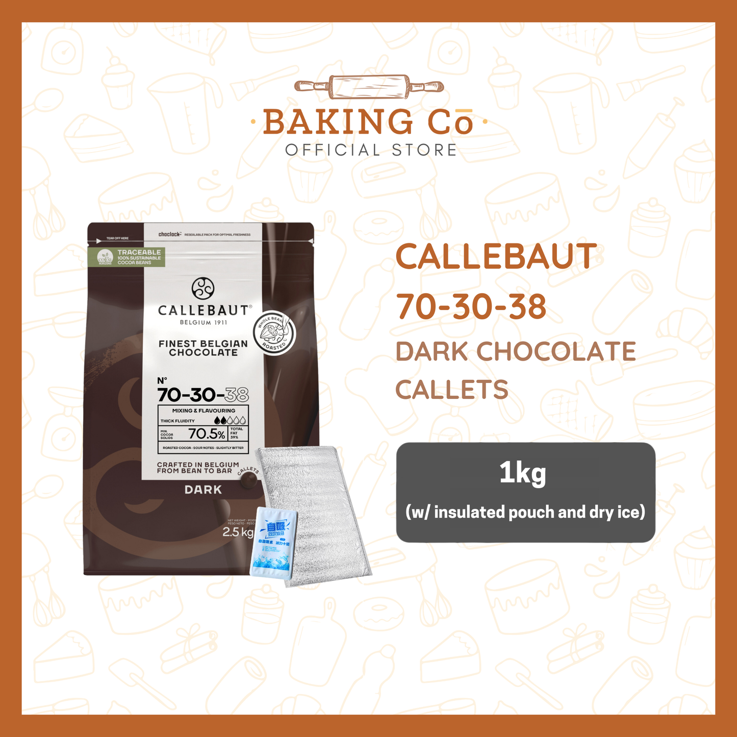 Callebaut 70-30-38 Dark Chocolate Callets