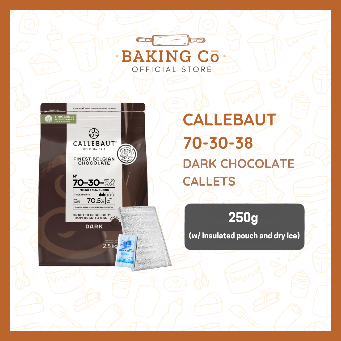 Callebaut 70-30-38 Dark Chocolate Callets
