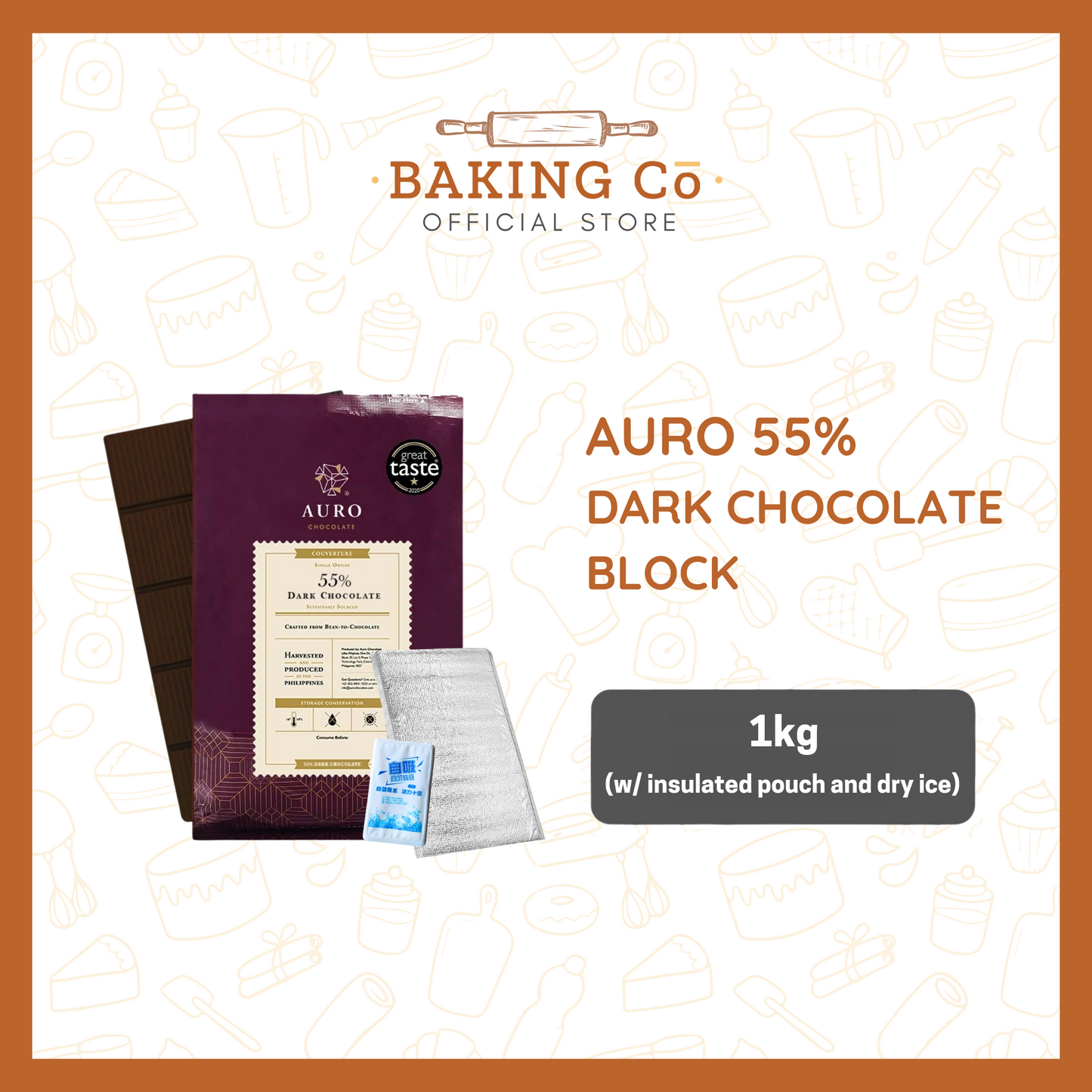 Auro Chocolate 55% Dark Chocolate Block