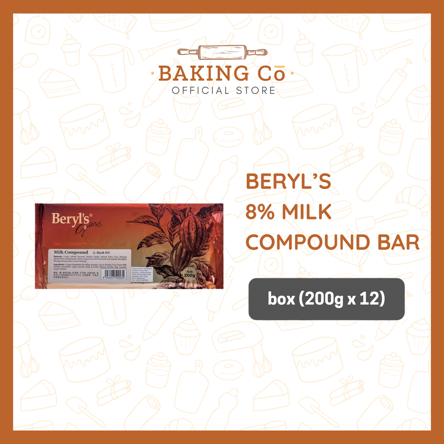 Beryl's 8% Milk Chocolate Compound Bar