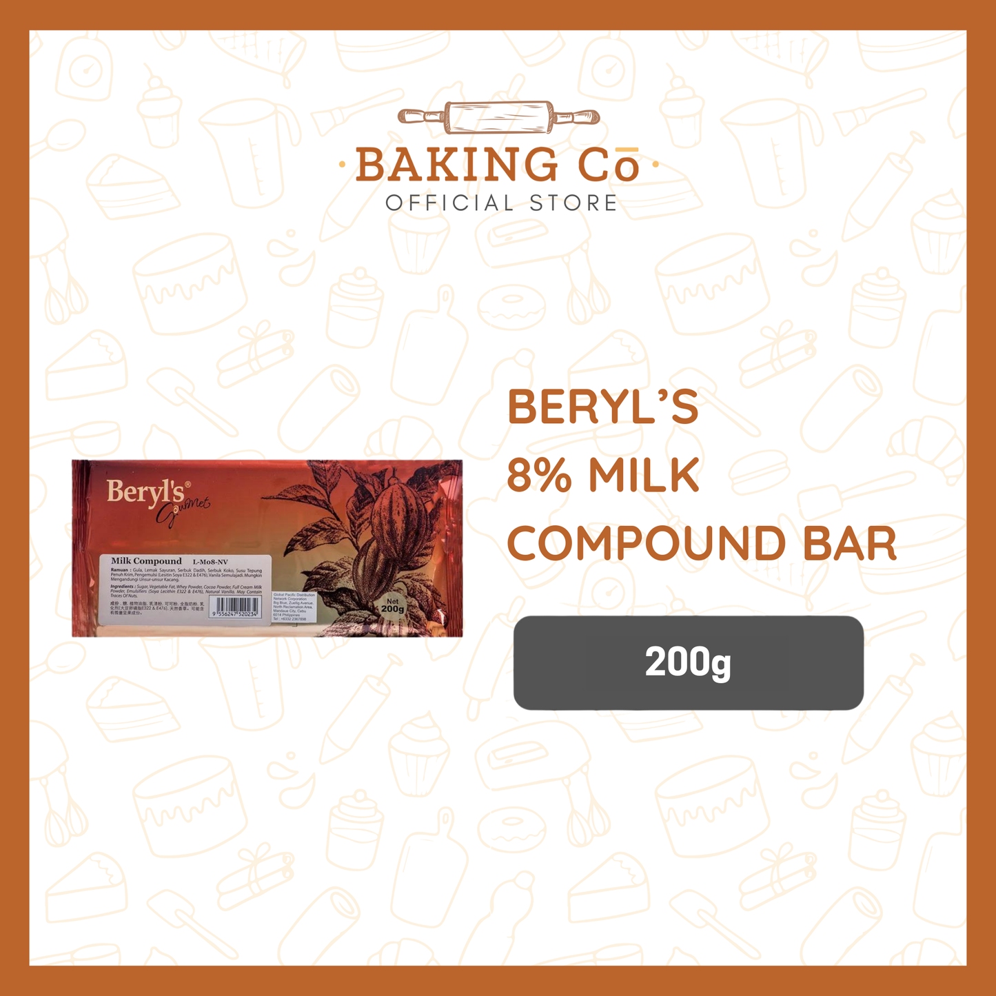 Beryl's 8% Milk Chocolate Compound Bar