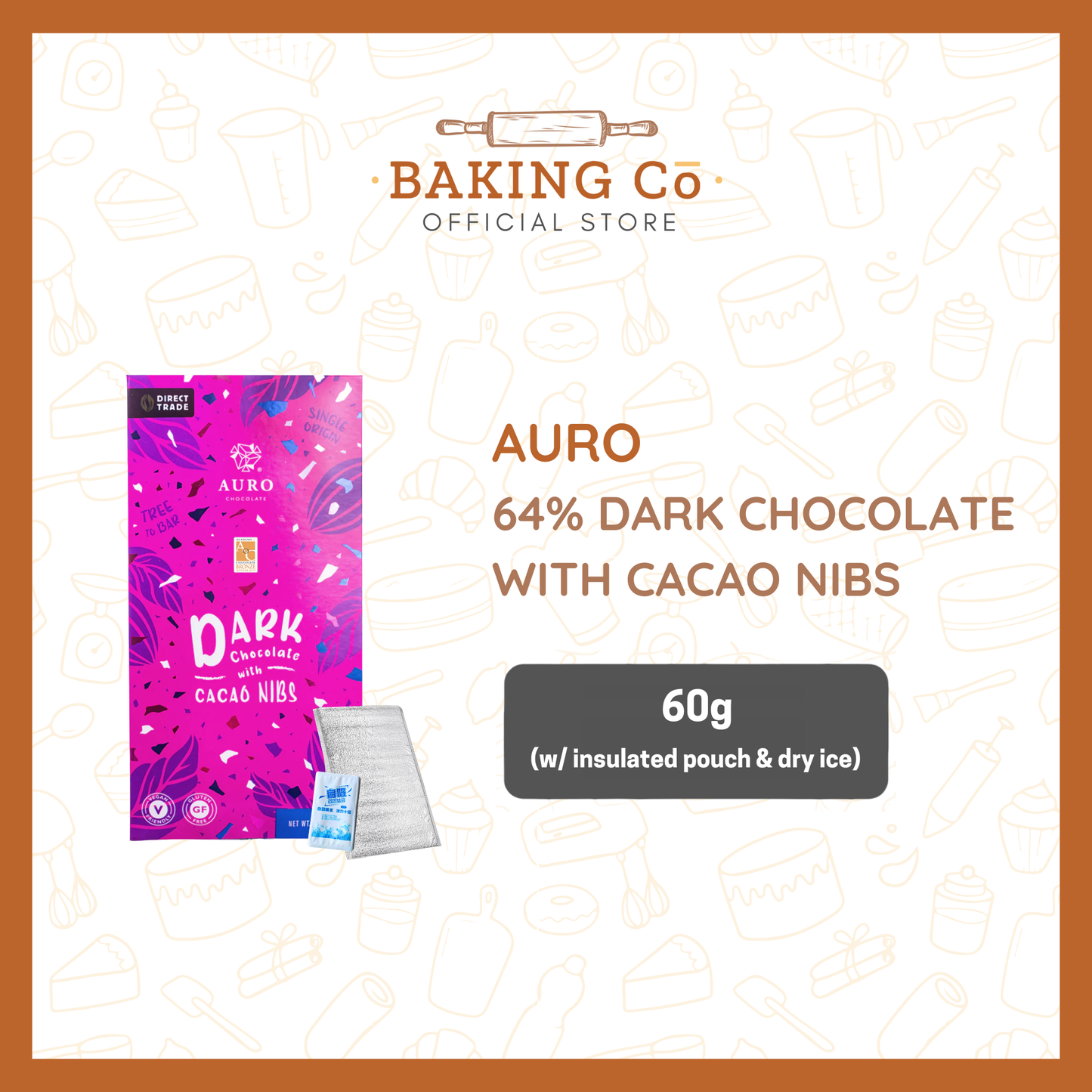 Auro 64% Dark Chocolate w/ Cacao Nibs