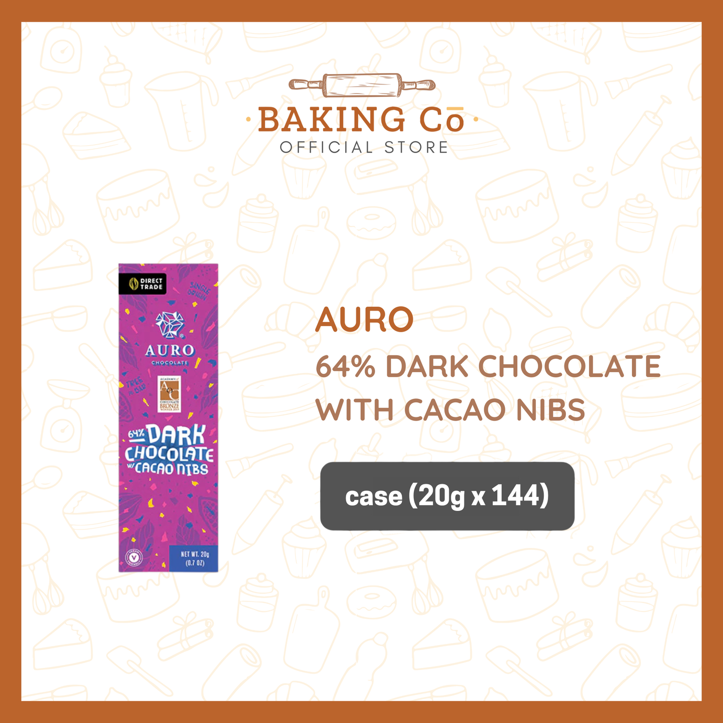 Auro 64% Dark Chocolate w/ Cacao Nibs