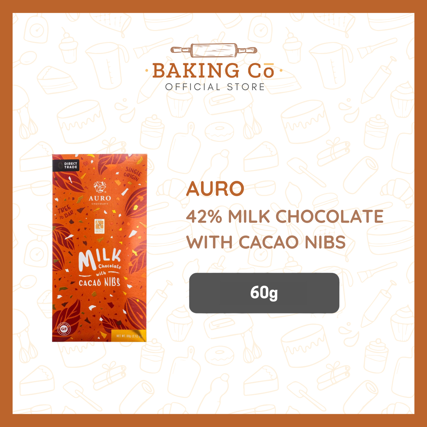 Auro 42% Milk Chocolate w/ Cacao Nibs