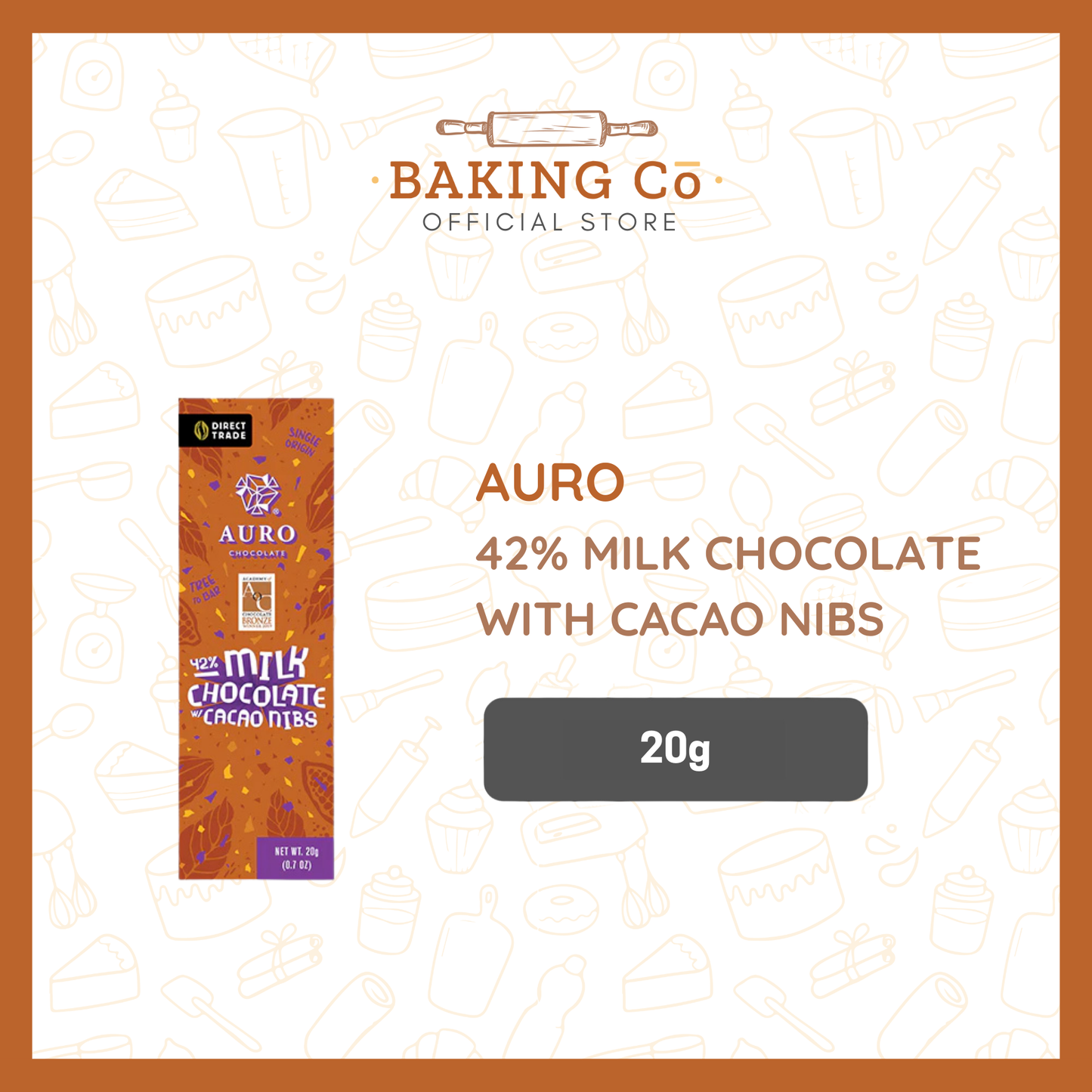 Auro 42% Milk Chocolate w/ Cacao Nibs