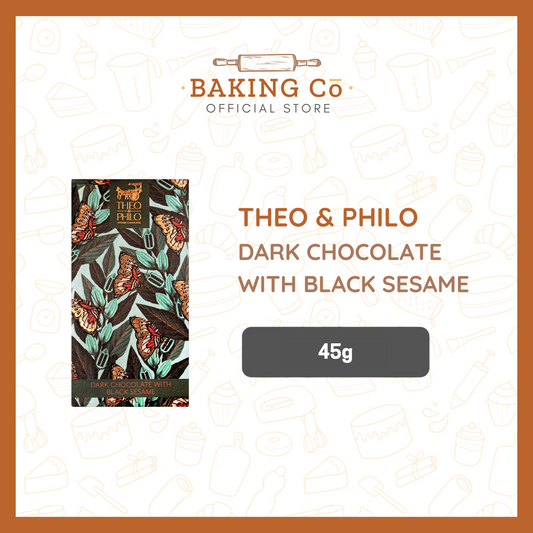 Theo & Philo 65% Dark Chocolate with Black Sesame, Cashew & Pili
