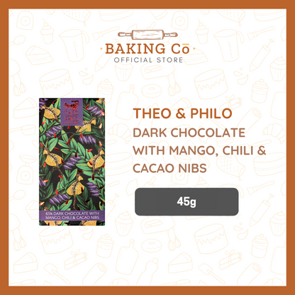 Theo & Philo Dark Chocolate w/ Mango, Chili & Cacao Nibs