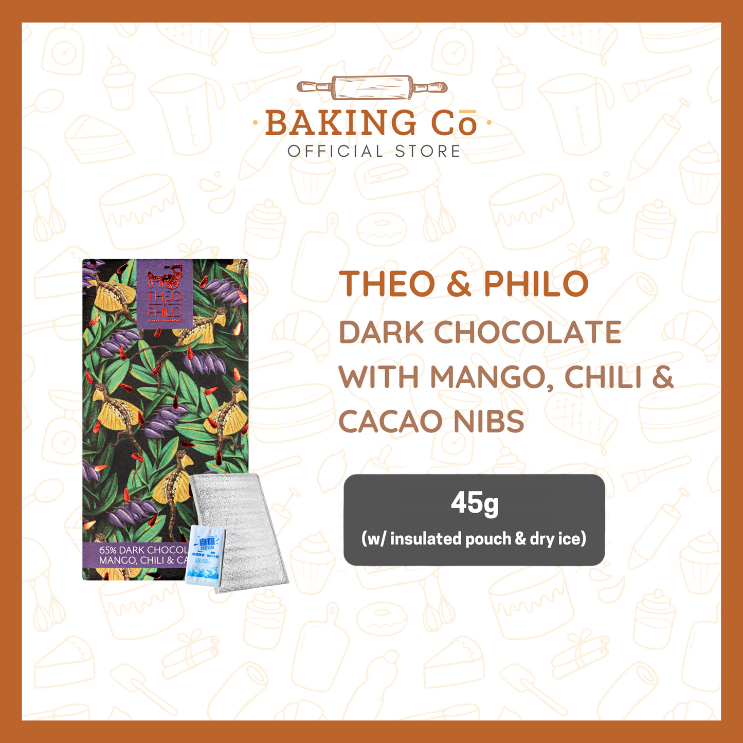 Theo & Philo Dark Chocolate w/ Mango, Chili & Cacao Nibs