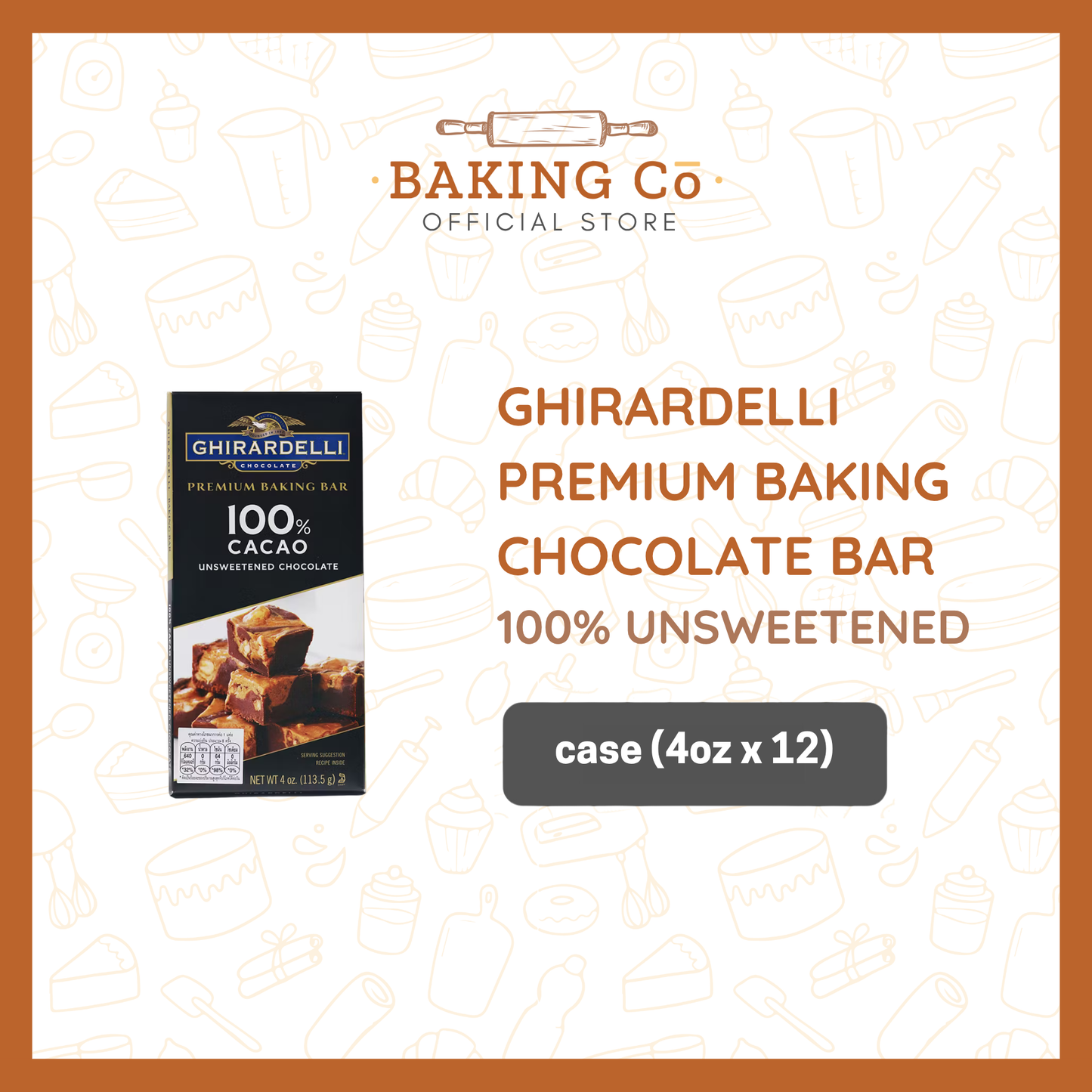 Ghirardelli 100% Unsweetened Chocolate Bar