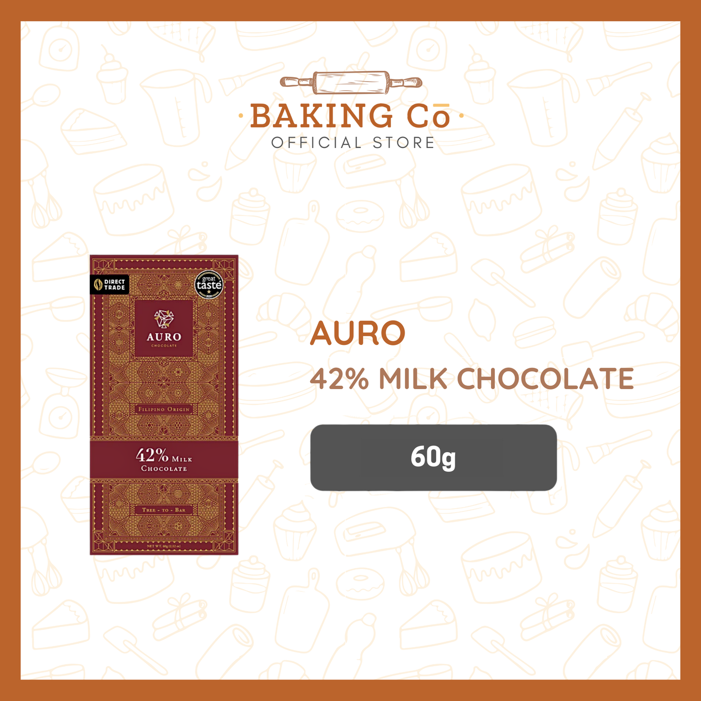 Auro 42% Milk Chocolate Bar